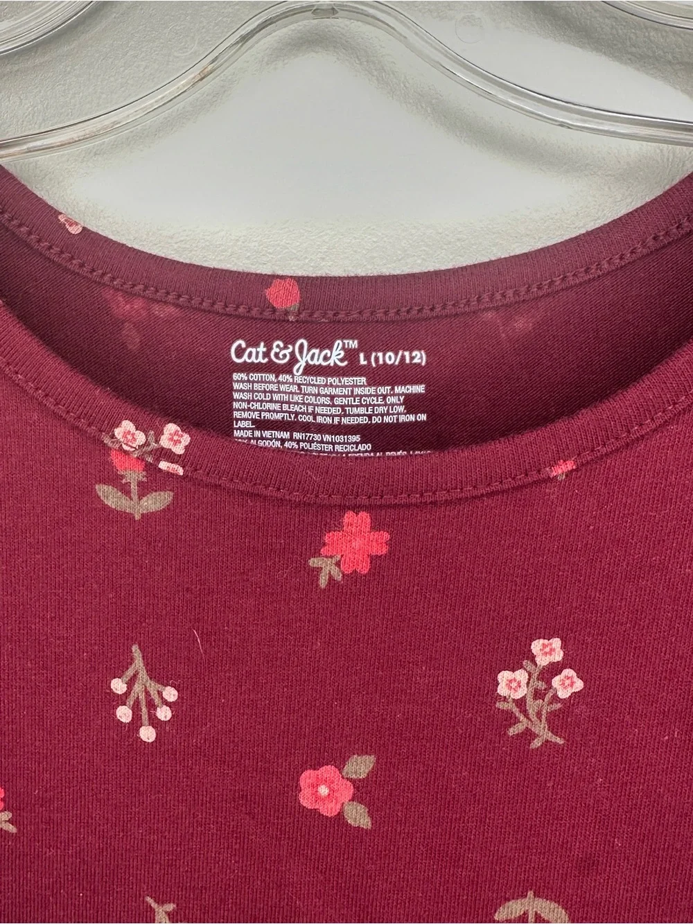 Cat & Jack Girls Burgundy Floral Long Sleeve Dress with Pockets